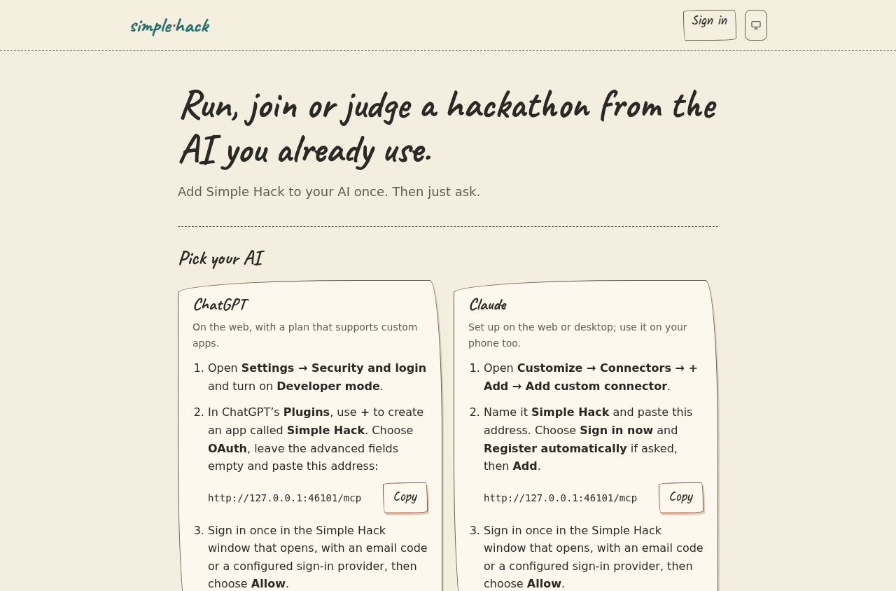 Simple Hack Get started in the ink theme, with Pick your AI and connector setup